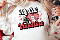 My Cat Is My Valentine Cute Cat Heart Paw Prints Design Product Image 2