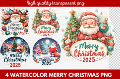 4 Watercolor Merry Christmas PNG | Festive Holiday Product Image 1