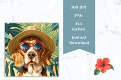 Summer Dog Square Coasters, Beagle Dog Square Coasters PNG Product Image 2