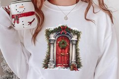 Christmas Door Watercolor Clipart, Christmas Door PNG Product Image 2