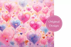 Watercolor Love Hearts Tumbler Design, Valentine's Day PNG Product Image 2