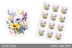 Wildflowers Sticker Design. Floral Sticker Printable Product Image 1