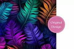 Neon Tropical Tumbler Sublimation Design, Floral Tumbler PNG Product Image 2