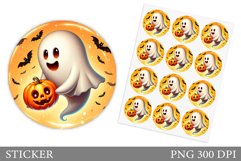 Ghost Sticker Template. Halloween Sticker Design Product Image 1
