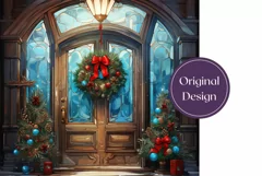 Christmas Tumbler Wrap, Christmas Wreath Sublimation Design Product Image 2