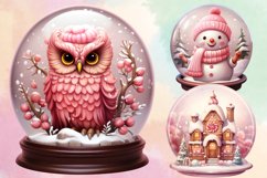 Pink Christmas in Snow Globe Clipart Bundle Product Image 3