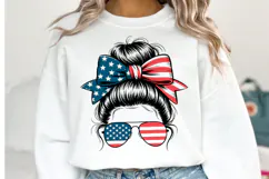 USA Messy Bun Svg Design | Svg Cut Files | Shirt Svg Product Image 1