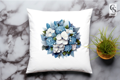 Blue White Floral Bouquet Clipart Sublimation PNG Product Image 2