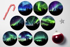 Northern Lights | 9 Round earring xmas sublimation designs Product Image 2