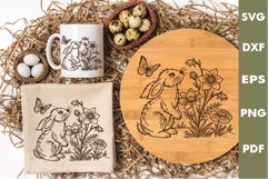 Easter Bunny engraved SVG, Rabbit Laser file, Cutting board Product Image 1