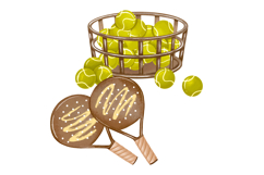 Vintage Tennis Clipart Set Rackets, Balls, Cap &amp; Basket Product Image 4