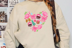 Pink Christmas Football Heart Sublimation, Christmas Png Product Image 2