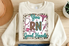 You RN Good Hands Leopard Frame PNG, Cute Nurse Sublimation Product Image 3