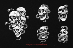 10 Bundle Dark Art Skull Snake Bone Skeleton Death Tattoo Product Image 3
