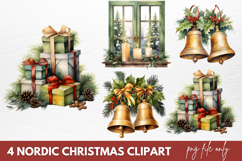 Watercolor Nordic Christmas Clipart Sublimation Product Image 1