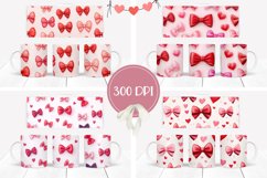 Pink Bows Mug Wrap Designs, Cartoon Bow Mug Sublimation Product Image 2