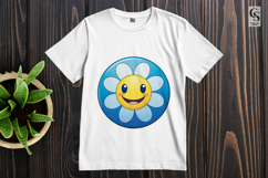 Cute Blue Smiley Flower Clipart Sublimation PNG Product Image 2