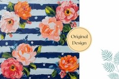 Watercolor Flowers Pillow Case, Stripes Pillowcase Design Product Image 2