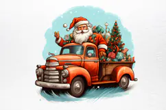 Christmas Truck Sublimation Clipart PNG Product Image 2