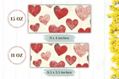 Red Love Mug Wrap Design, Cartoon Hearts Mug Sublimation Product Image 2