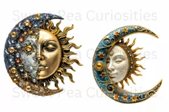 Moon, Sun, Stars, Fantasy, Ephemera, PNG, Clipart Product Image 2