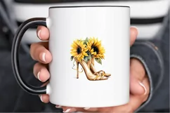 Sunflower High Heel Watercolor PNG Clipart Product Image 2
