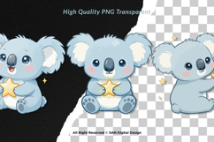 15 Bundle Watercolor Blue Koala Animal Sleeping Kids Sticker Product Image 2