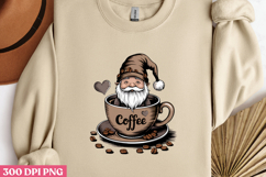 Gnome sitting in a coffee cup labeled _Coffee_ PNG Product Image 3