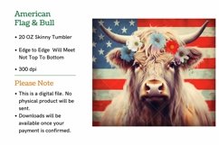 3D Highland Cow Flag Skinny Tumbler Wrap Sublimation PNG Product Image 2