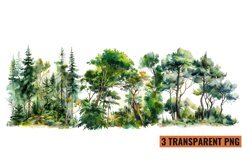Watercolor Forest Tree Clipart , PNG Product Image 1