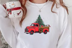 Red Christmas Truck Sublimation Clipart, Christmas PNG Product Image 2