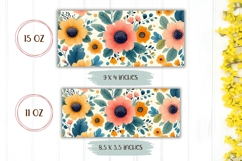 Wildflowers Mug Wrap, Cartoon Flowers Mug Sublimation Product Image 2