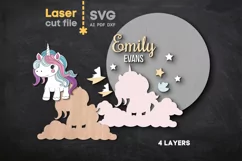 Unicorn Baby Name Sign SVG laser cut file for Glowforge Product Image 2