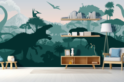 Seamless vector tropical forest jungle with dinosaurs Product Image 2