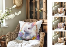 Easter Basket Pillow Template, Cute Easter Bunny Pillowcase Product Image 2