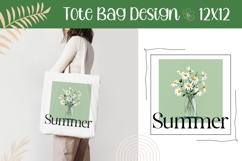 Summer Illustration, Summer Tote Bag Design, Floral Bag PNG Product Image 1