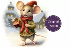 Christmas Tumbler Sublimation, Watercolor Mouse Tumbler PNG Product Image 2