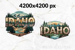 Idaho State PNG, Vintage Mountain River Elk Sublimation Product Image 2