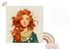 Red Hair Girl Pillow Design, Cartoon Girl Sublimation Product Image 2