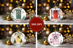 Watercolor Christmas Door Ornaments, Winter Ornament PNG Product Image 2