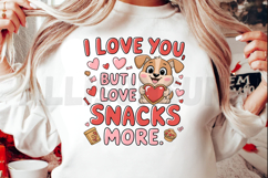 Cute Dog Holding Heart With I Love Snacks More Slogan Product Image 2