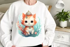 Adorable Cat Mermaid Clipart, Watercolor Clipart Product Image 2