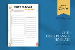 Cute Daily Planner Template Canva Editable, Aesthetic Product Image 1