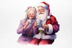 Christmas purple santa claus sublimation PNG Product Image 2