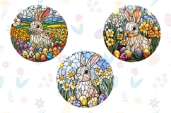 Stained Glass Easter Keychain Designs, Floral Easter PNG Product Image 2