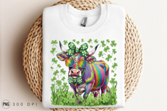 Colorful Cow St Patricks Day With Clover Sublimation PNG Product Image 3