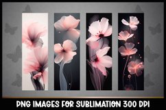 4 Whimsical Flowers Bookmarks Sublimation PNGs Product Image 1