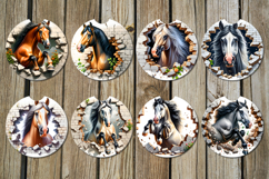 Horse &amp; wall | style Car coaster &amp; key chain sublimation Product Image 2