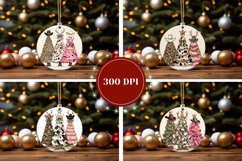 Rustic Christmas Tree Round Ornament Template Product Image 2