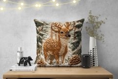 Knitted Winter Animals Pillow Case, Winter Forest Pillow PNG Product Image 2